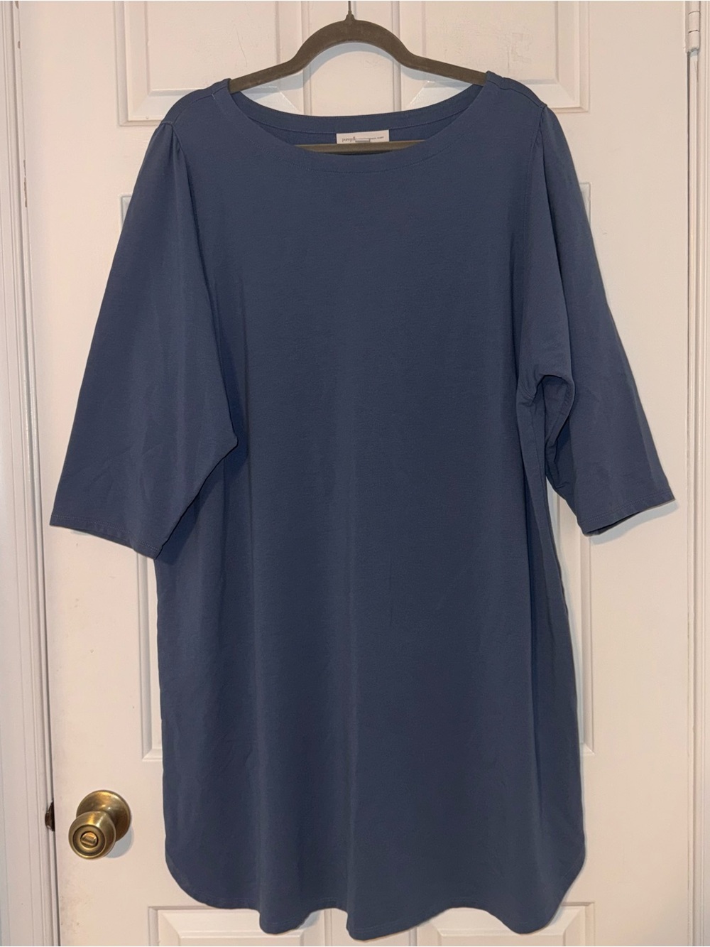 Pure Jill affinity French terry 3/4 sleeve shift shirt dress bayside blue 2X - Picture 2 of 14